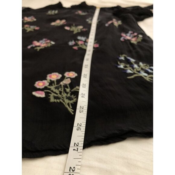Sundance Women Fleur Flare Floral Embroidered Blouse M Black Professional Church - Picture 10 of 10